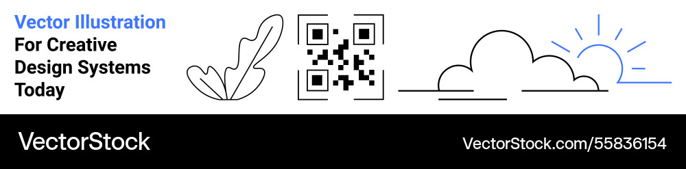 Qr code with leaf design cloud outlines Qr code with leaf design cloud outlines Vector Image