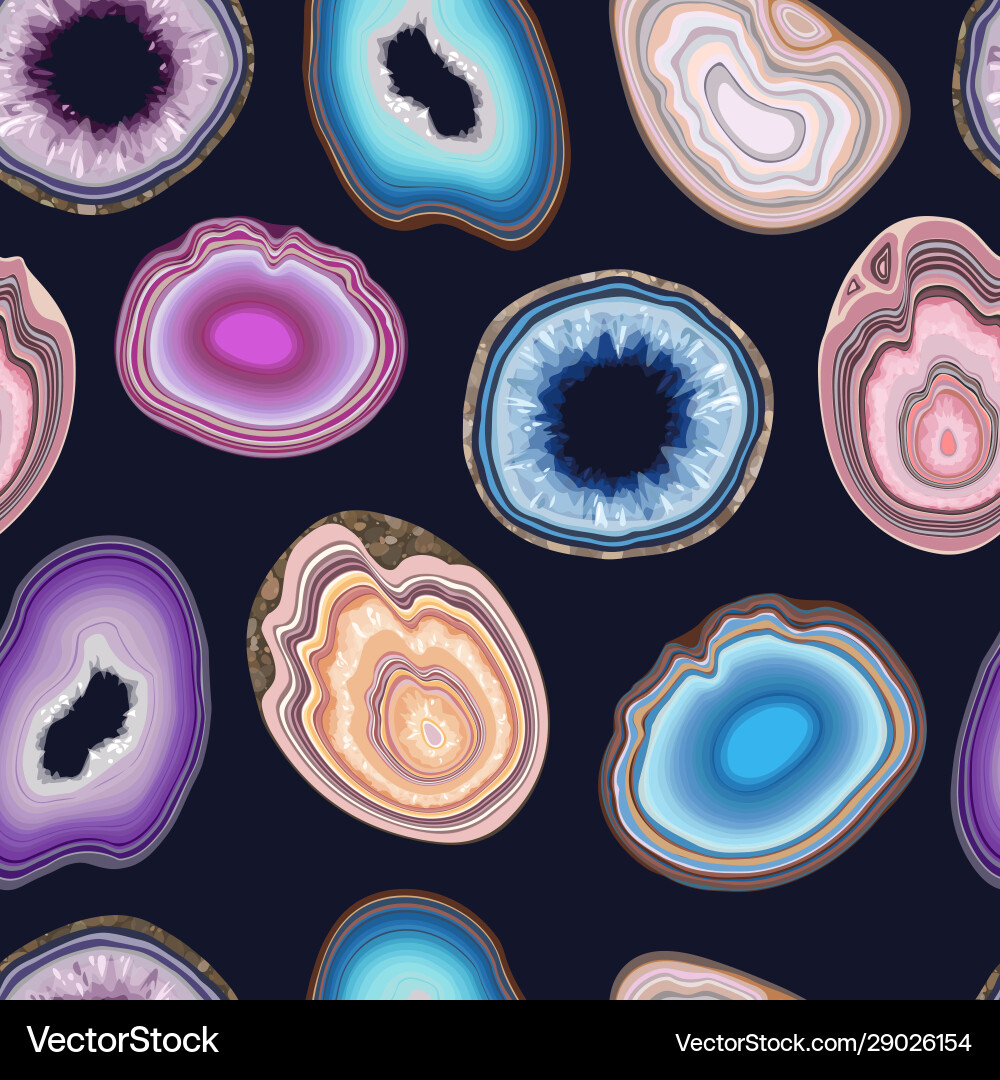 Seamless pattern with geode and agate cuts vector image