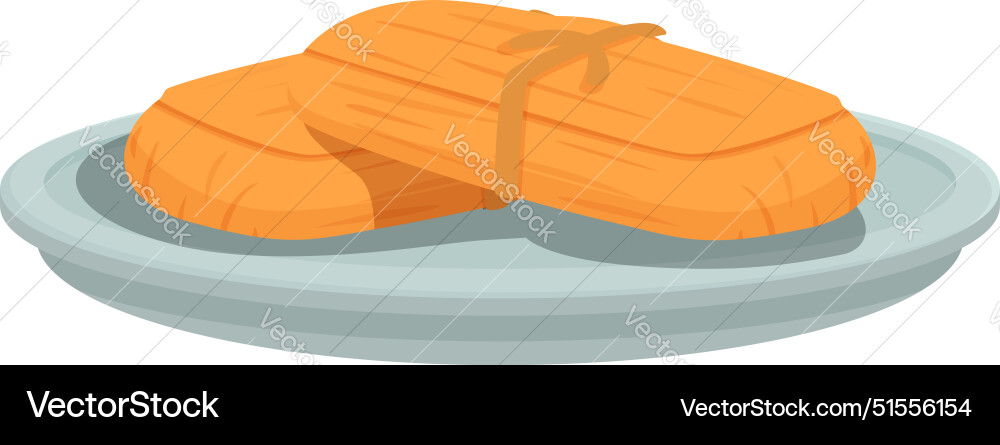 Two fresh tamales tied with string resting Vector Image