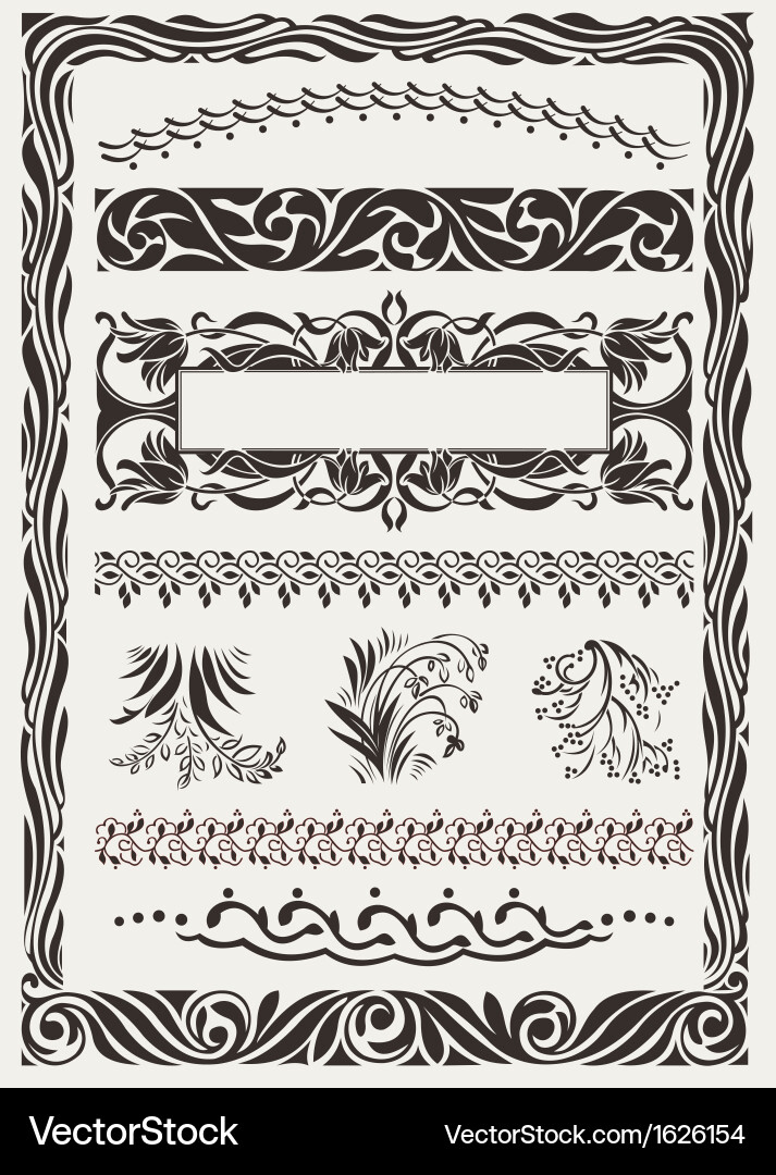 Vintage Ornate Borders & Frames Vector Image
