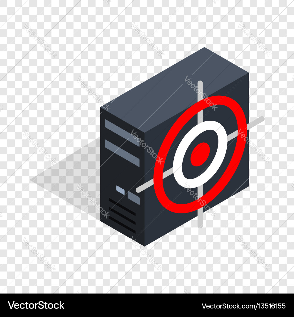 Computer system unit and red target isometric icon Computer system unit and red target isometric icon vector image