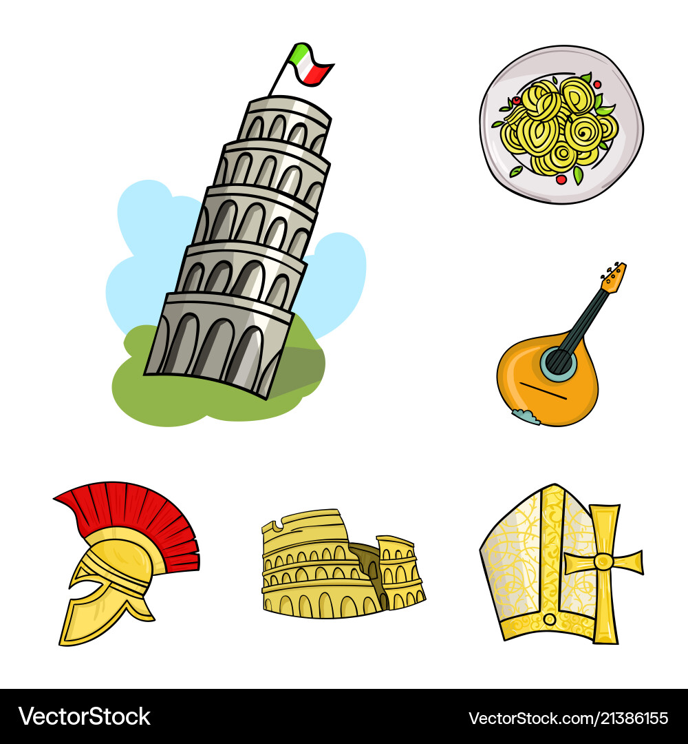 Country italy Cartoon Icons in Set-Sammlung Country italy Cartoon Icons in Set-Sammlung vektorbild