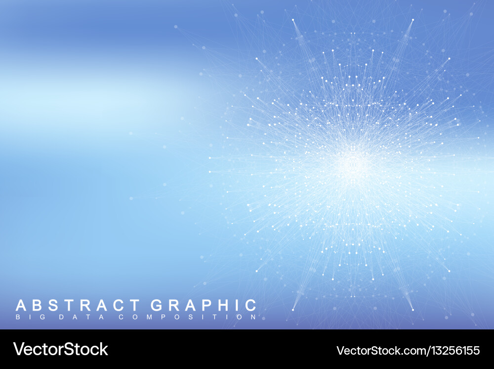 Fractal element with connected lines and dots big Vector Image