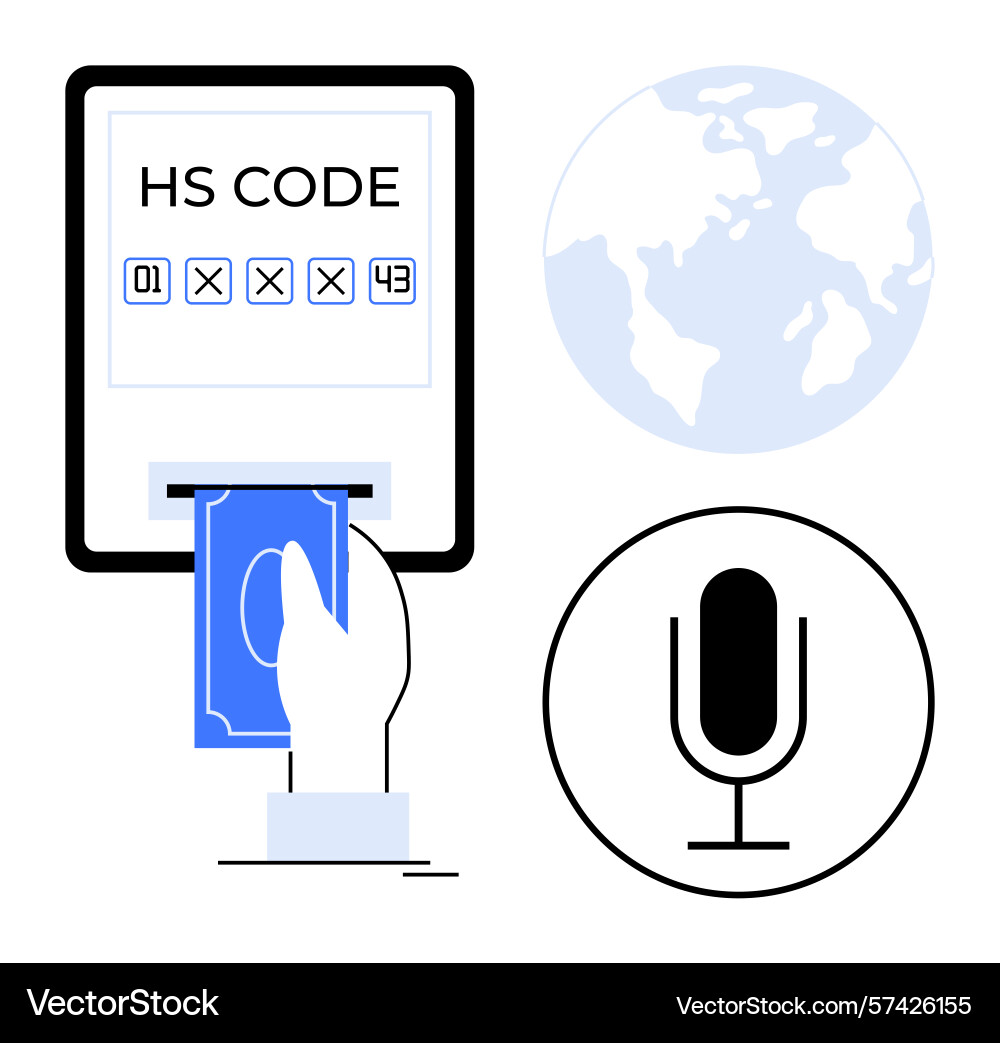 Hand entering hs code on digital interface Hand entering hs code on digital interface vector image