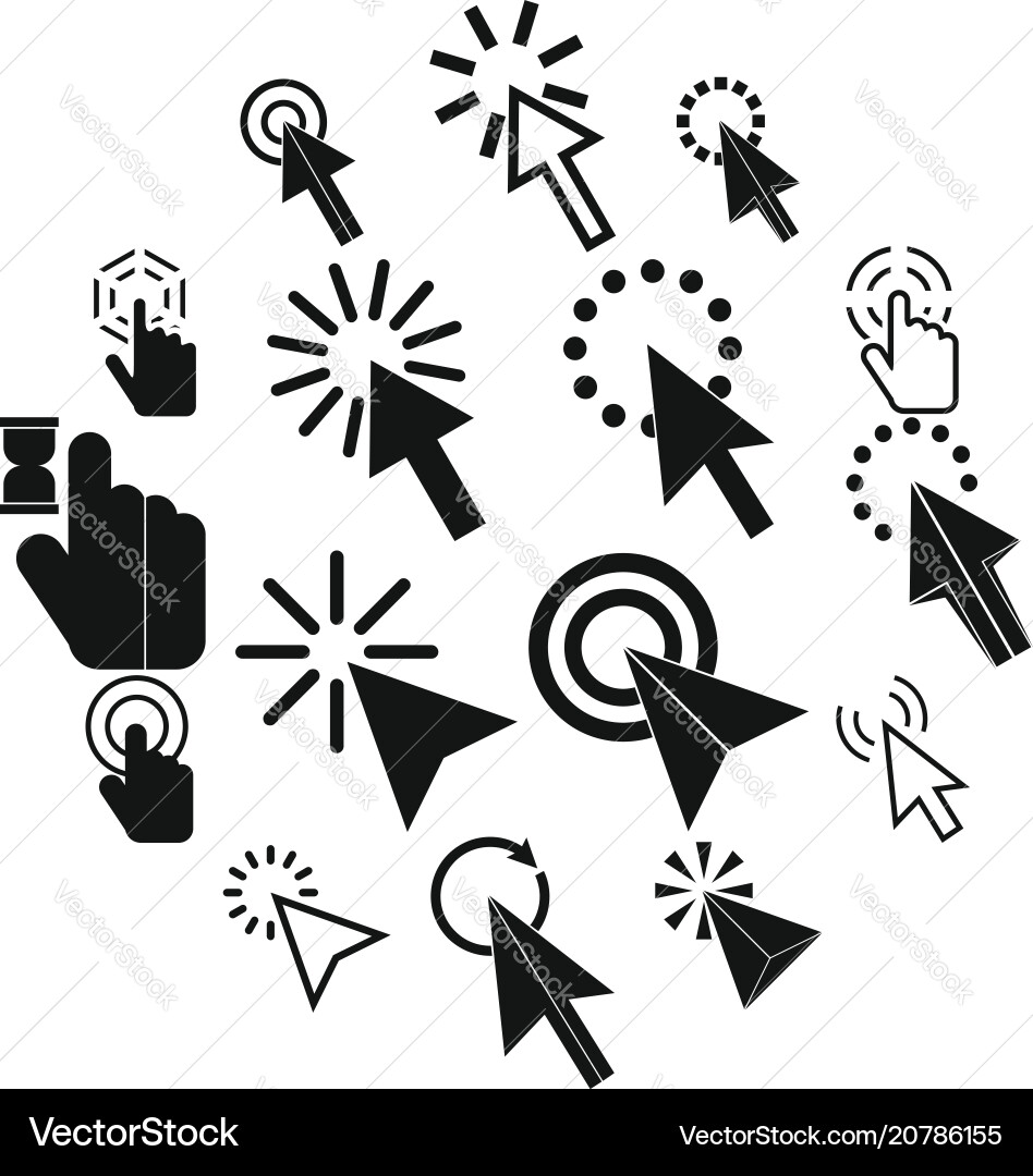 Mouse pointer icons set simple style Mouse pointer icons set simple style vector image