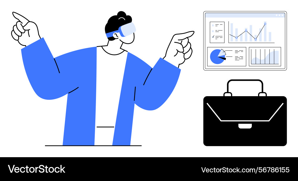 Professional utilizing ar technology for data Professional utilizing ar technology for data vector image