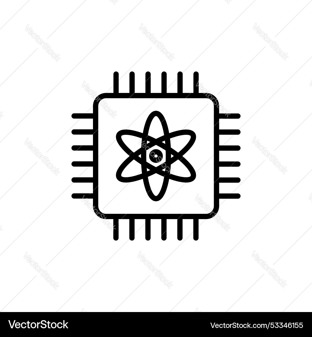 Quantum computing line icon isolated on white Quantum computing line icon isolated on white vector image