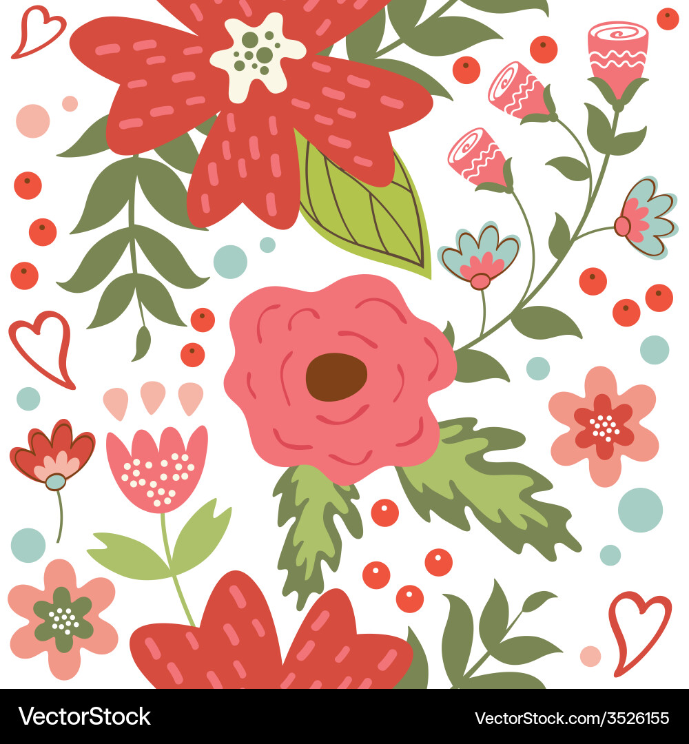 Romantic Floral Seamless Pattern vector image