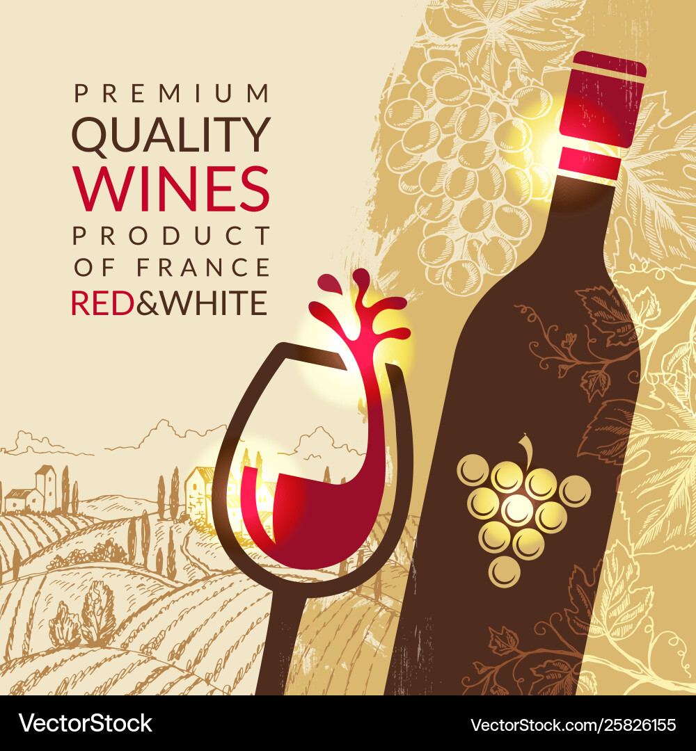 Wine poster vintage placard with pictures Wine poster vintage placard with pictures vector image