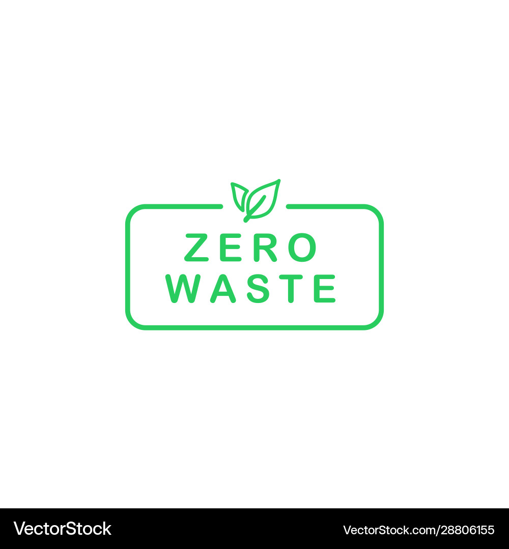Zero waste text in rectangle with green line Zero waste text in rectangle with green line vector image