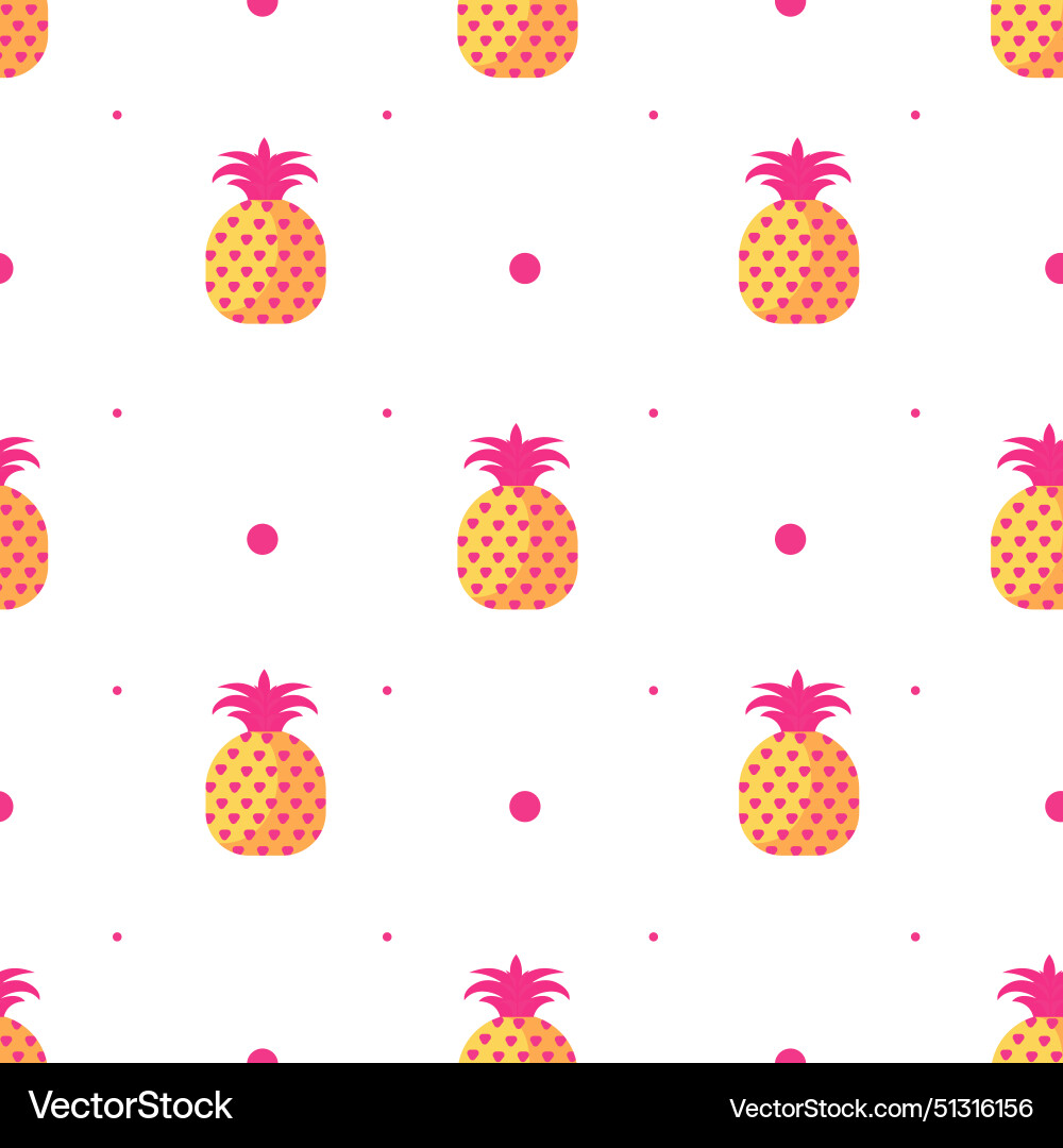 Pineapple seamless pattern white background Vector Image