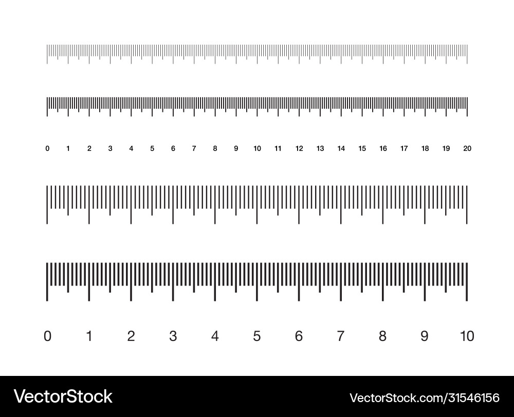 Ruler measuring scale markup for rulers vector image