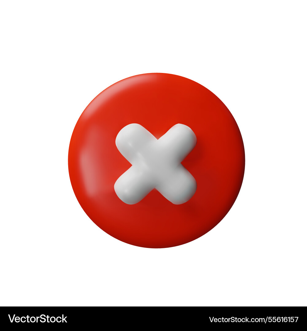 3d render cancel checkbox Vector Image