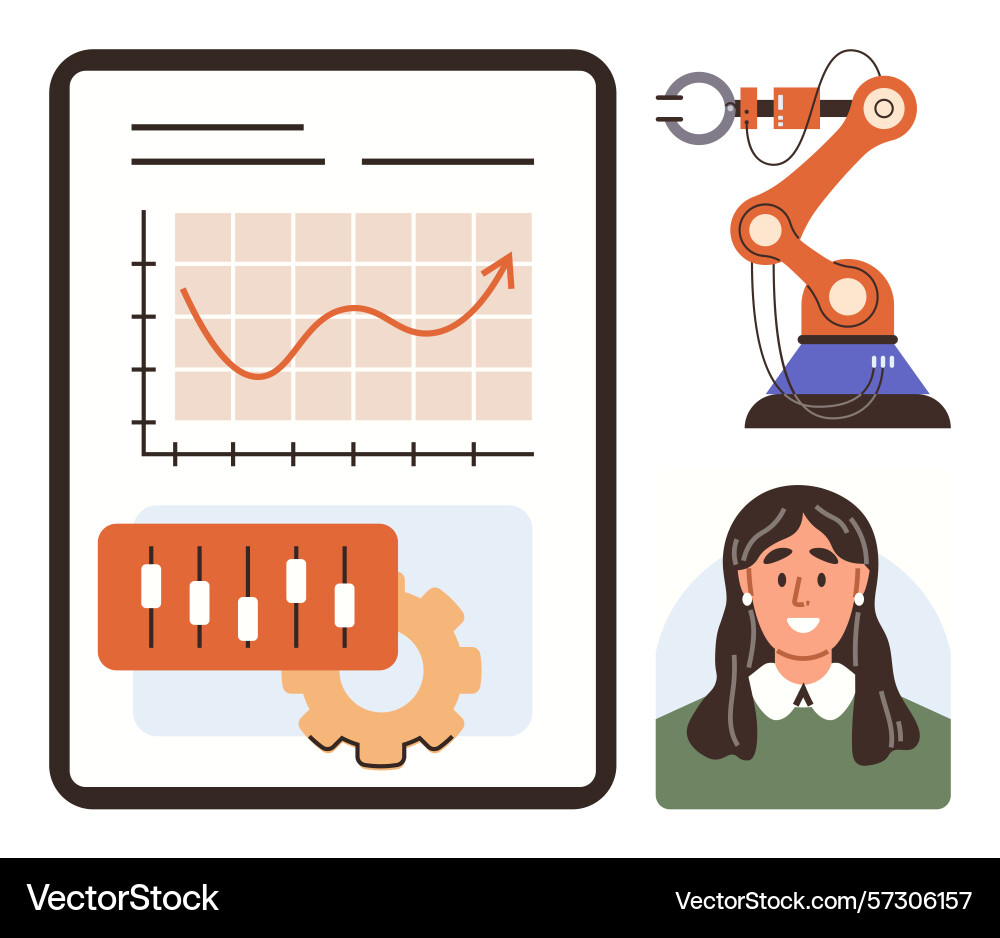 Automation process with graph analysis robotic Automation process with graph analysis robotic vector image