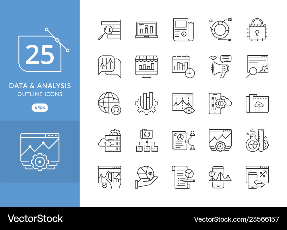 Data Analysis Icons - Chart & Graph Set vector image