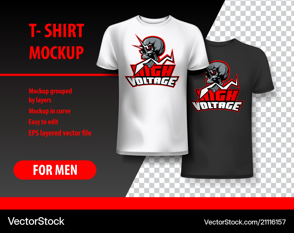 High Voltage Skull T-Shirt Mockup Vector Image