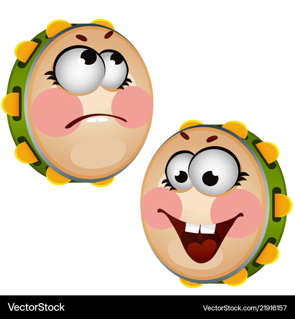 Set of funny laughing tambourine isolated on white Set of funny laughing tambourine isolated on white vector image