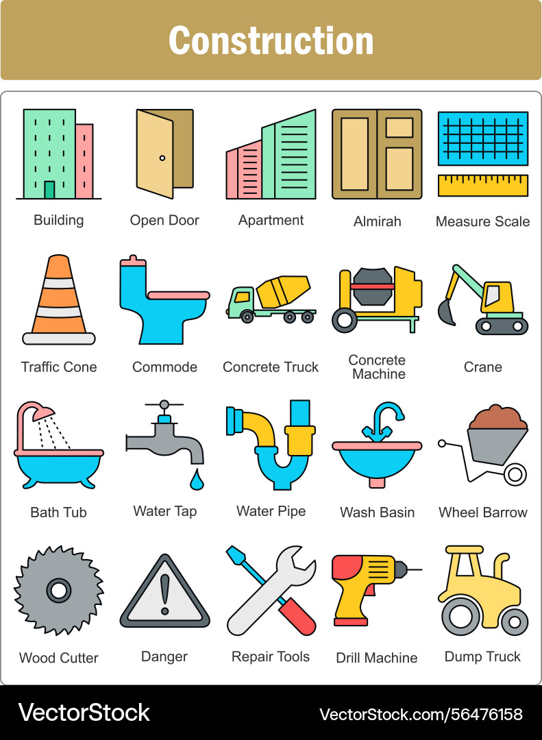 A set of 20 construction icons as building open Vector Image
