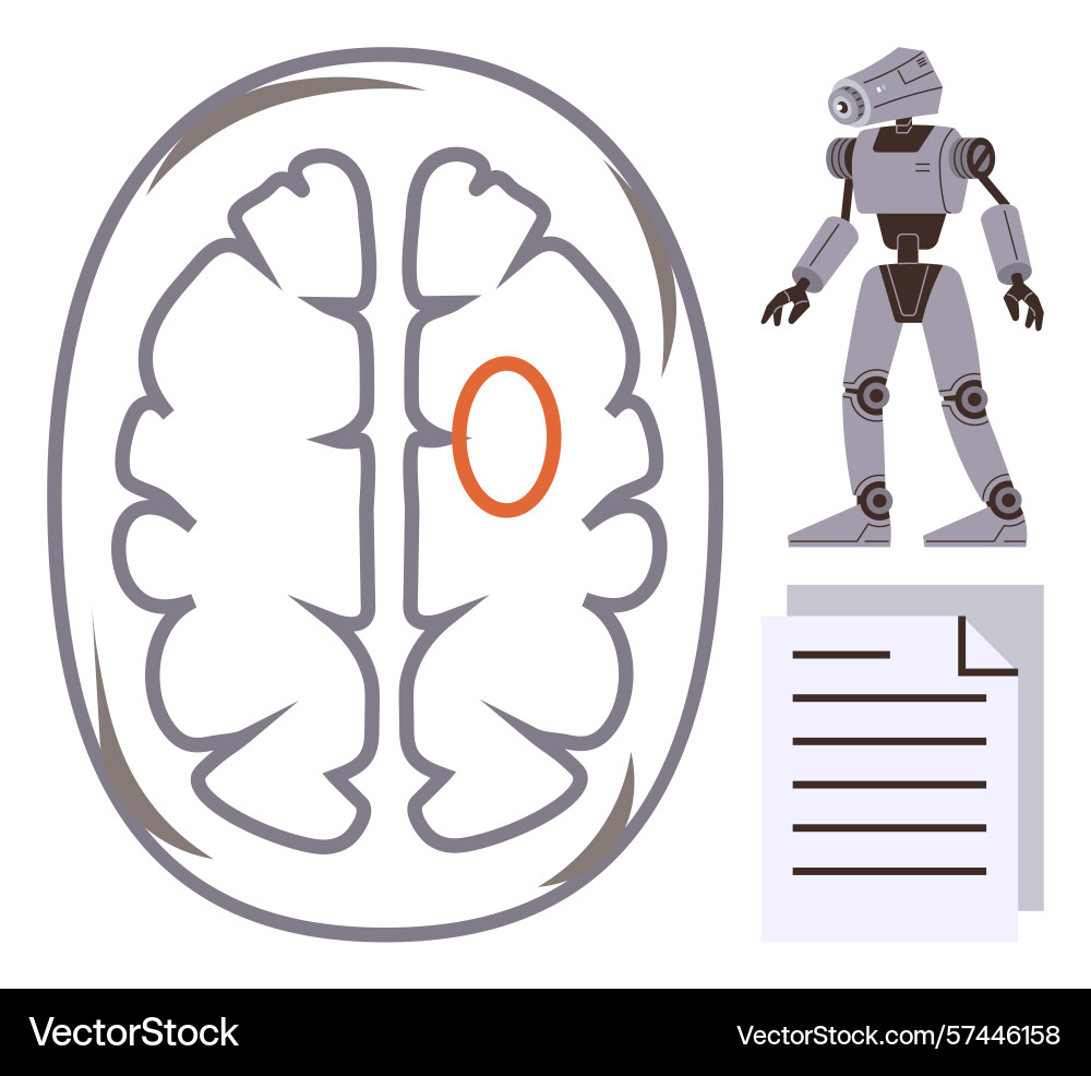 Artificial intelligence and brain function concept Artificial intelligence and brain function concept vector image