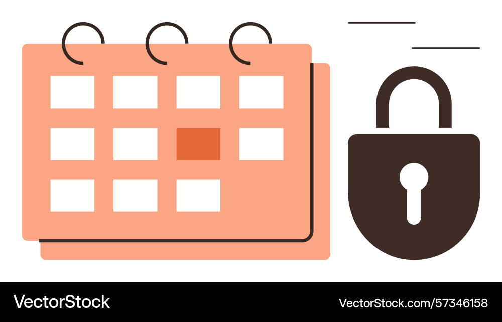 Calendar with highlighted date and lock reflecting Calendar with highlighted date and lock reflecting Vector Image