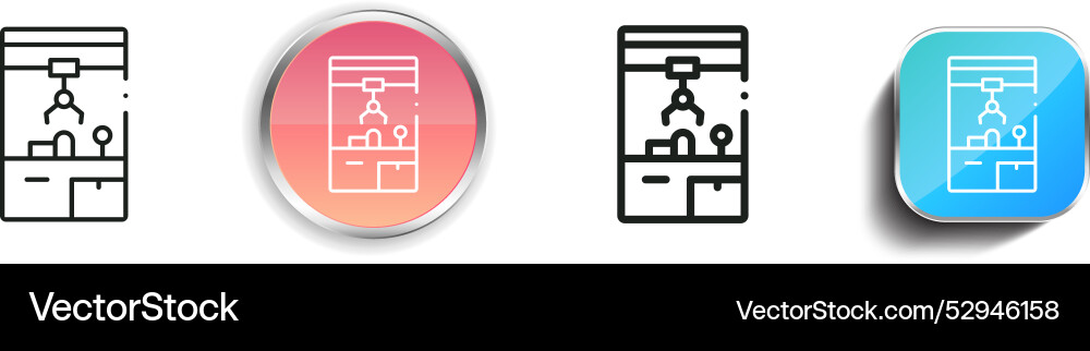 Claw machine icon thin linear regular and button vector image