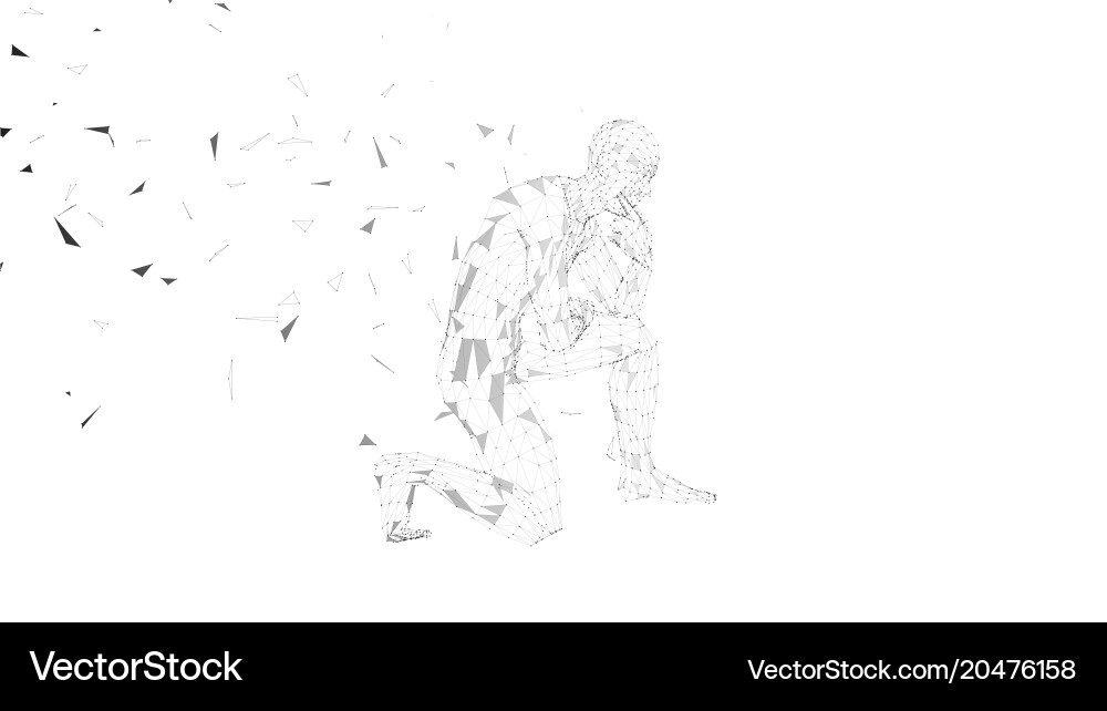 Conceptual abstract man thinking connected lines vector image
