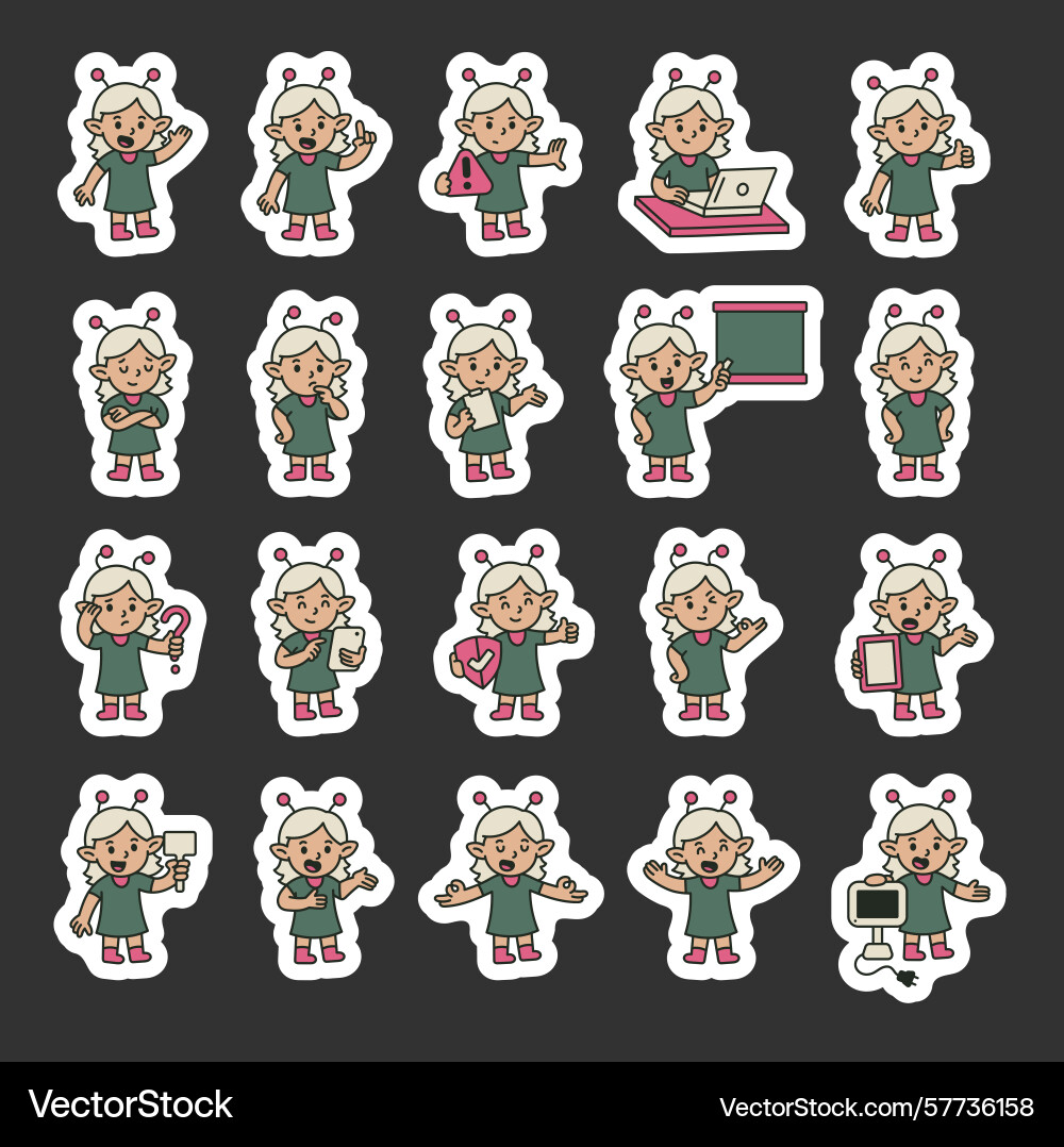 Elf character guide set Vector Image