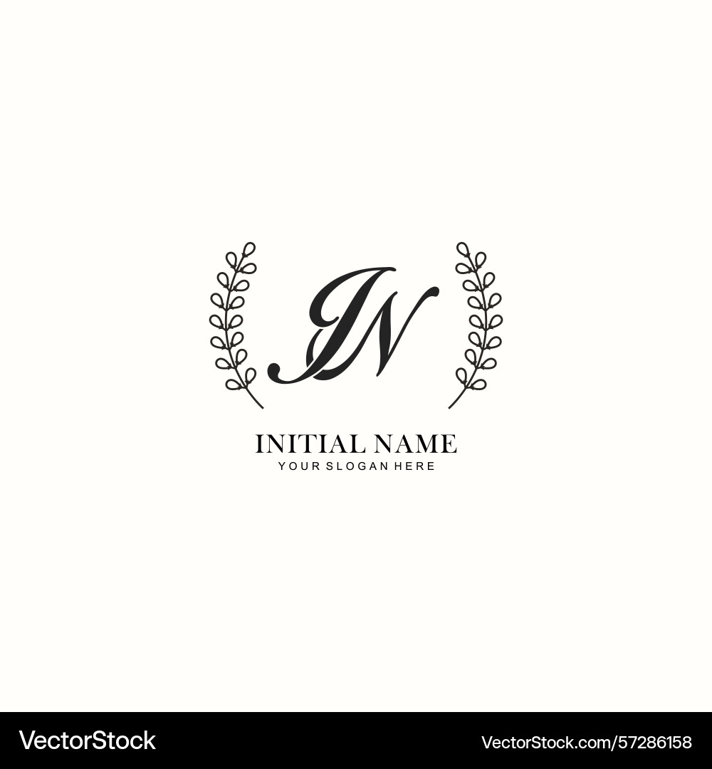 Jn initial logo templates with botanical elements Vector Image