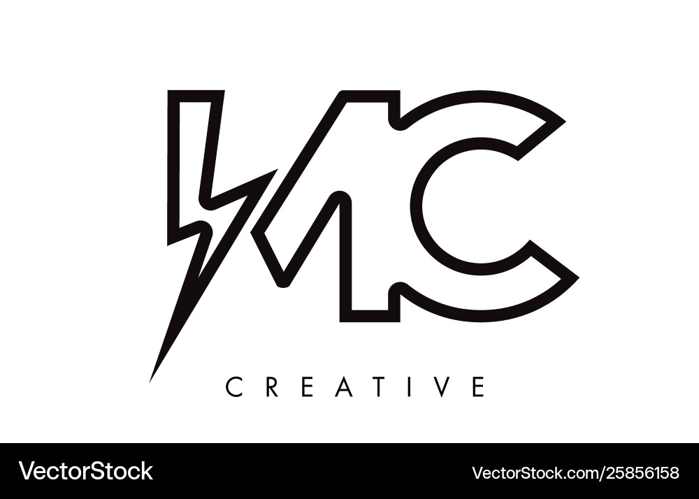 Mc Letter Logo Design mit Beleuchtung Donnerbolzen Mc Letter Logo Design mit Beleuchtung Donnerbolzen vektorbild