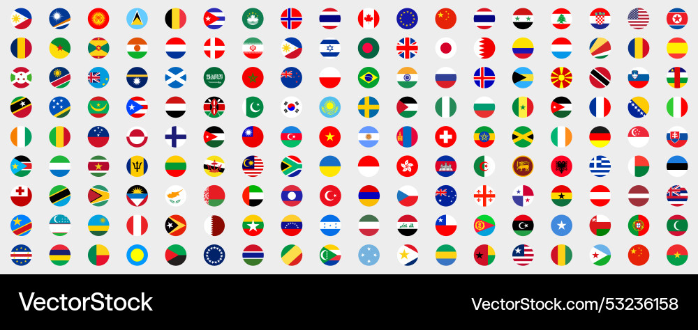 National flags in circle shape National flags in circle shape Vector Image