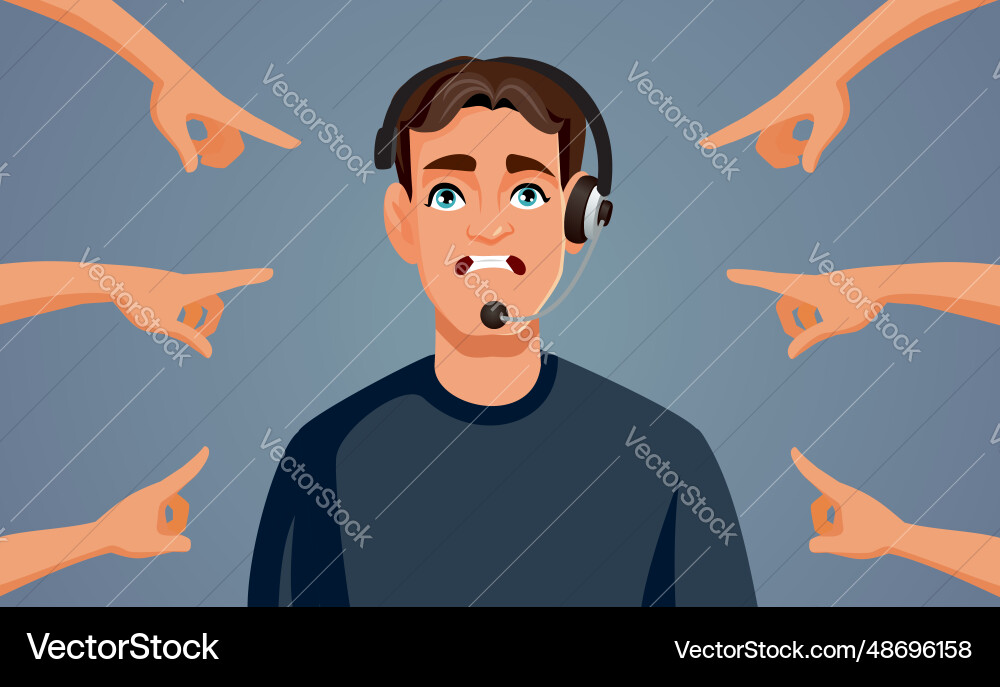 Unsatisfied customers pointing to a client Vector Image