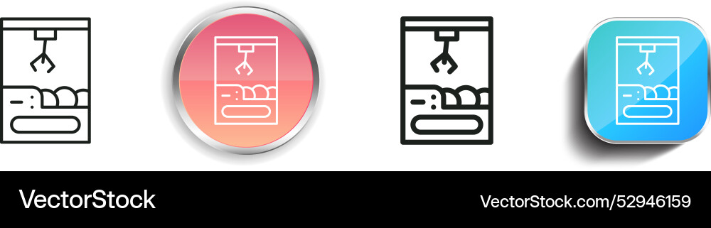 Claw machine icon thin linear regular and button Claw machine icon thin linear regular and button Vector Image