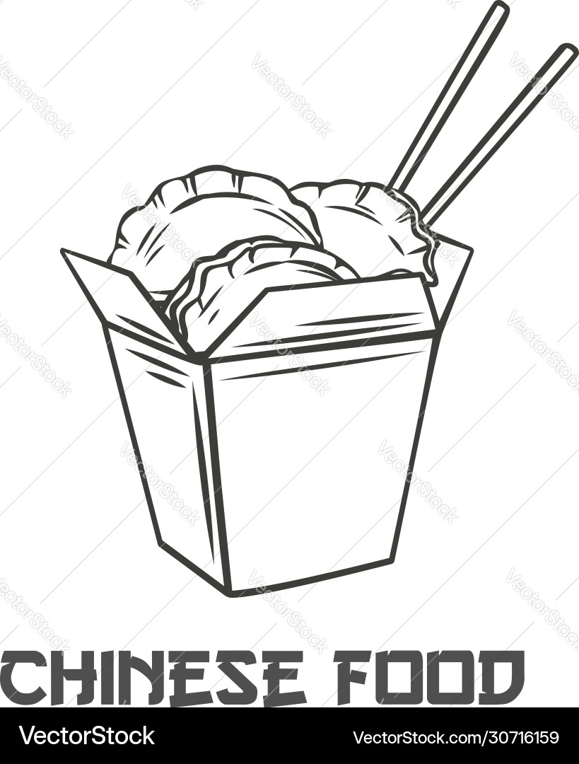 Dumplings in chinese carton box Dumplings in chinese carton box vector image