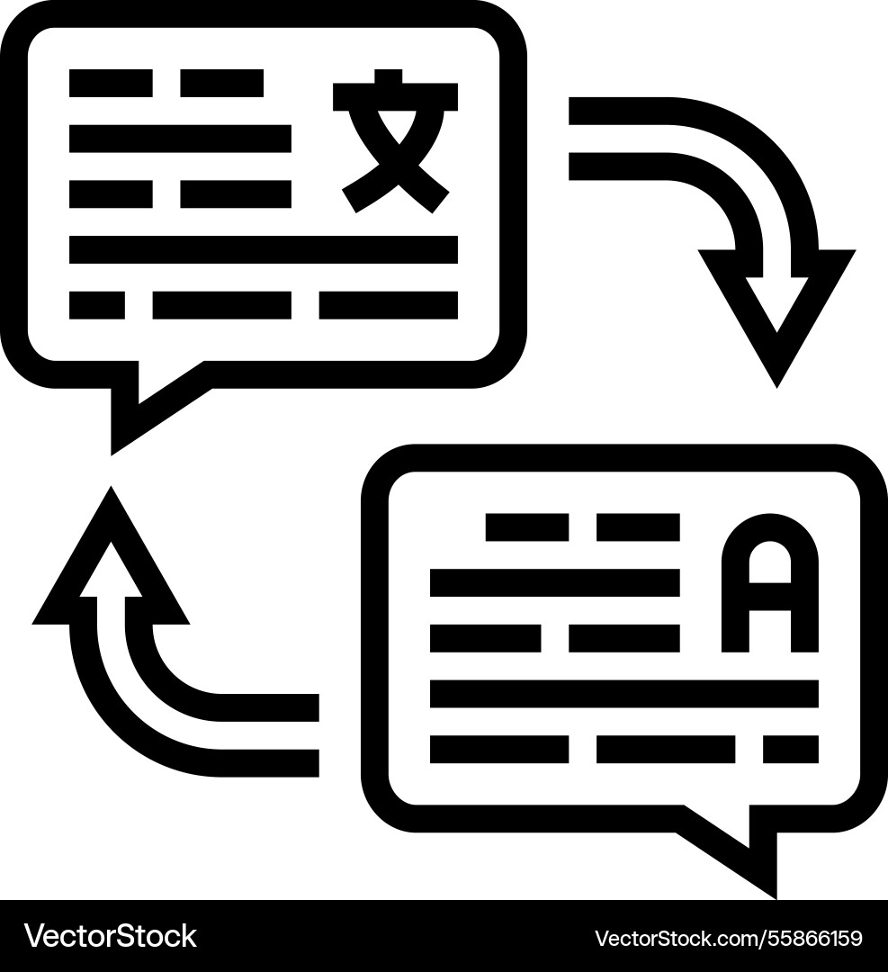 Language translation nlp line icon vector image