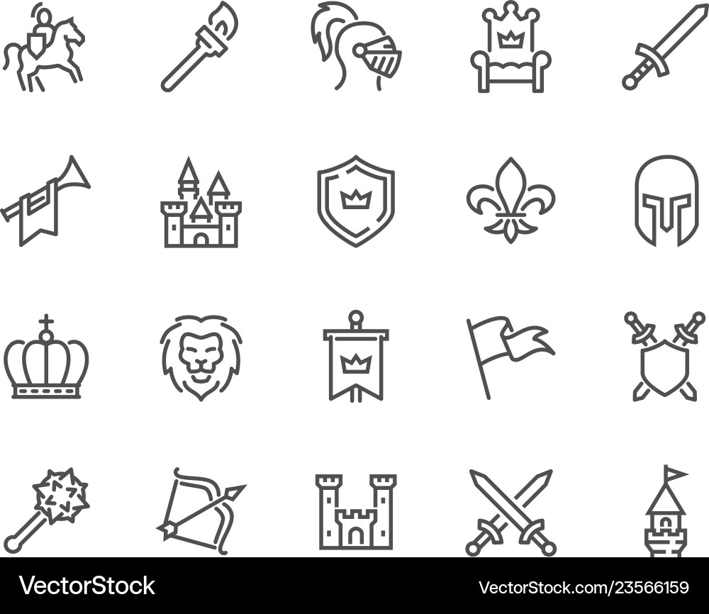 Line medieval icons Line medieval icons vector image