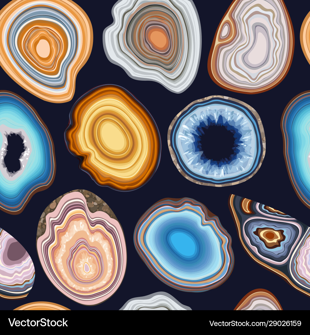Seamless pattern with geode and agate cuts vector image