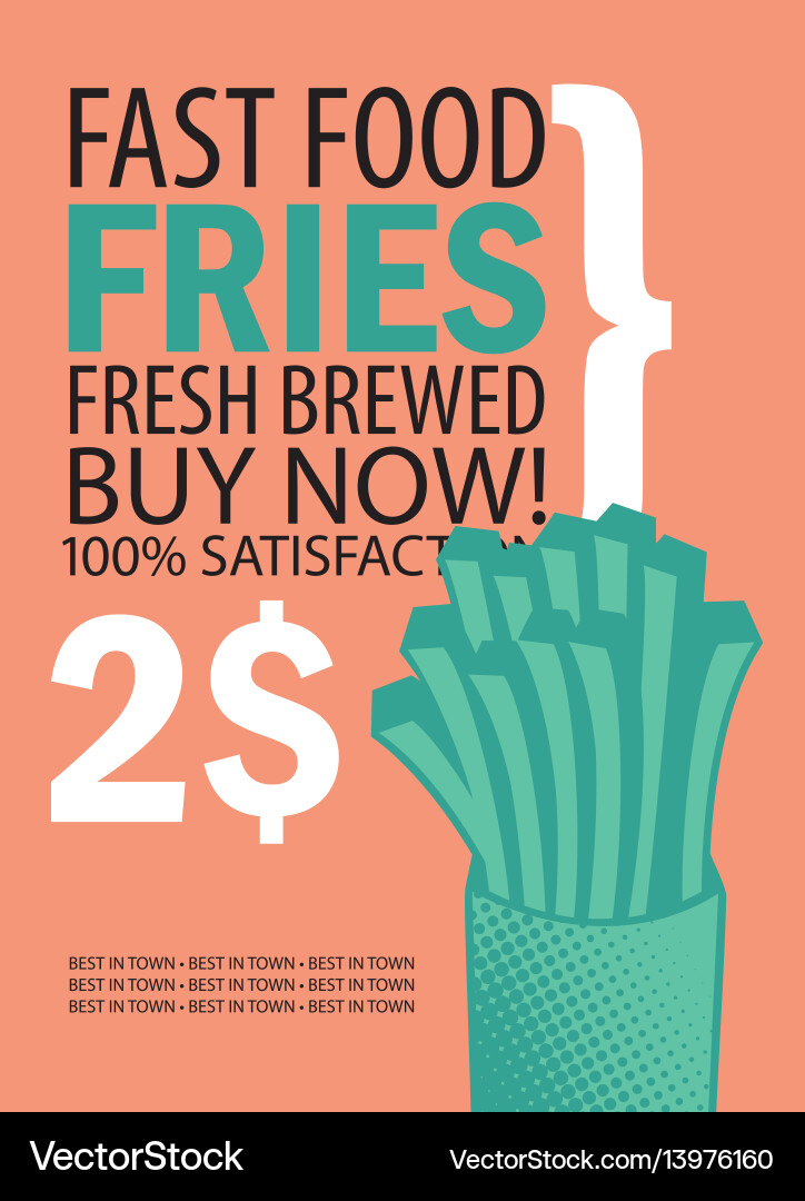 Banner with fries on orange background Banner with fries on orange background vector image