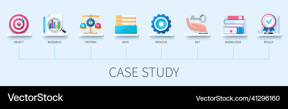 Case study concept with icons object research Vector Image