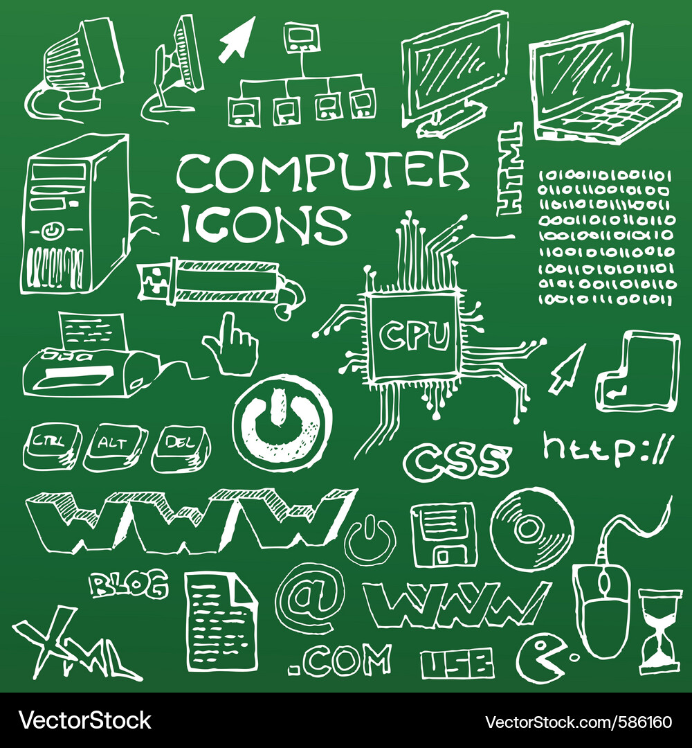 Digital Chalkboard Computer Vector Image