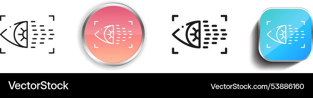 Eye scan icon thin linear regular and button Vector Image