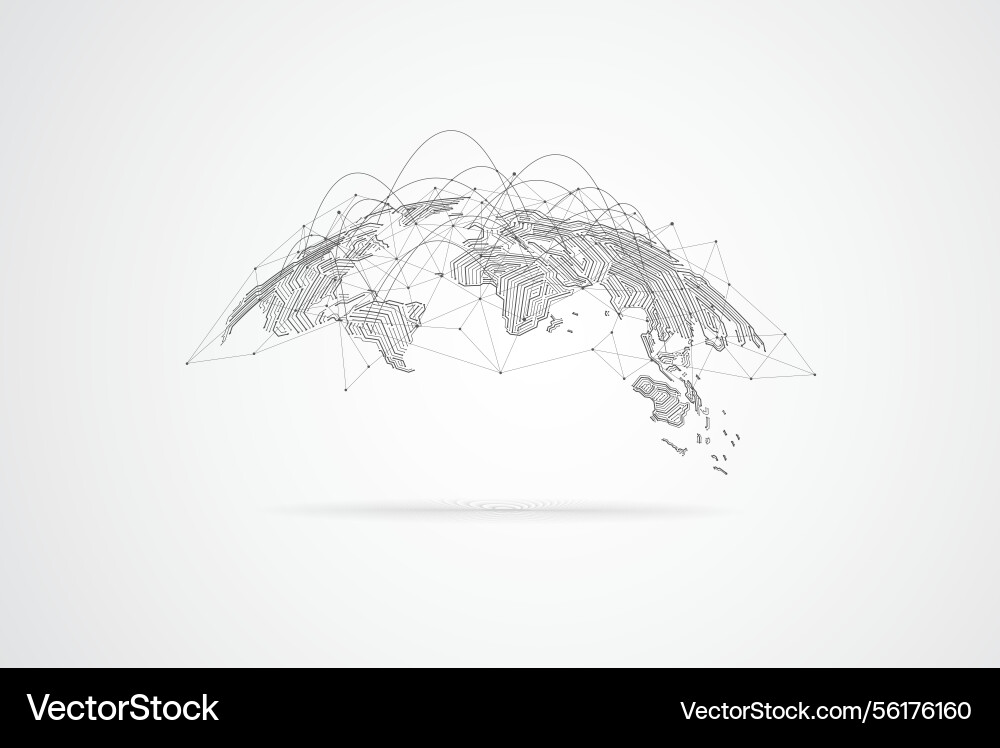 Global network connection circuit design world Vector Image