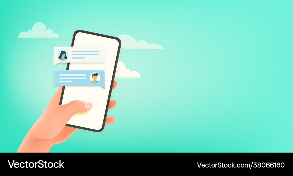 Man using messenger via modern smartphone vector image