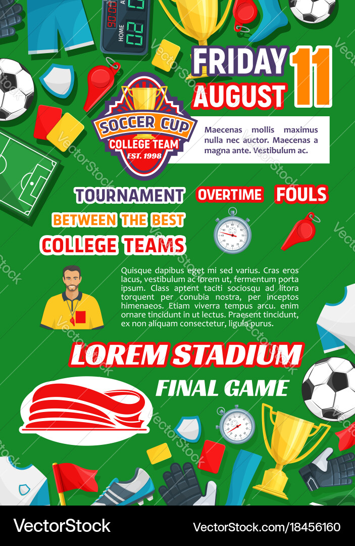 Poster für Fußball College Liga Spiel Vektorbild