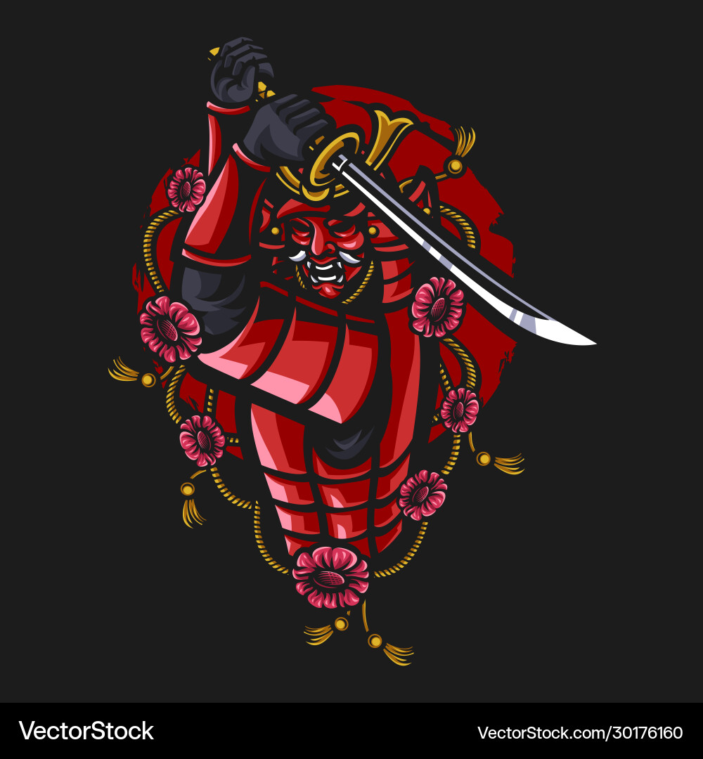 Samurai warrior mask vector image