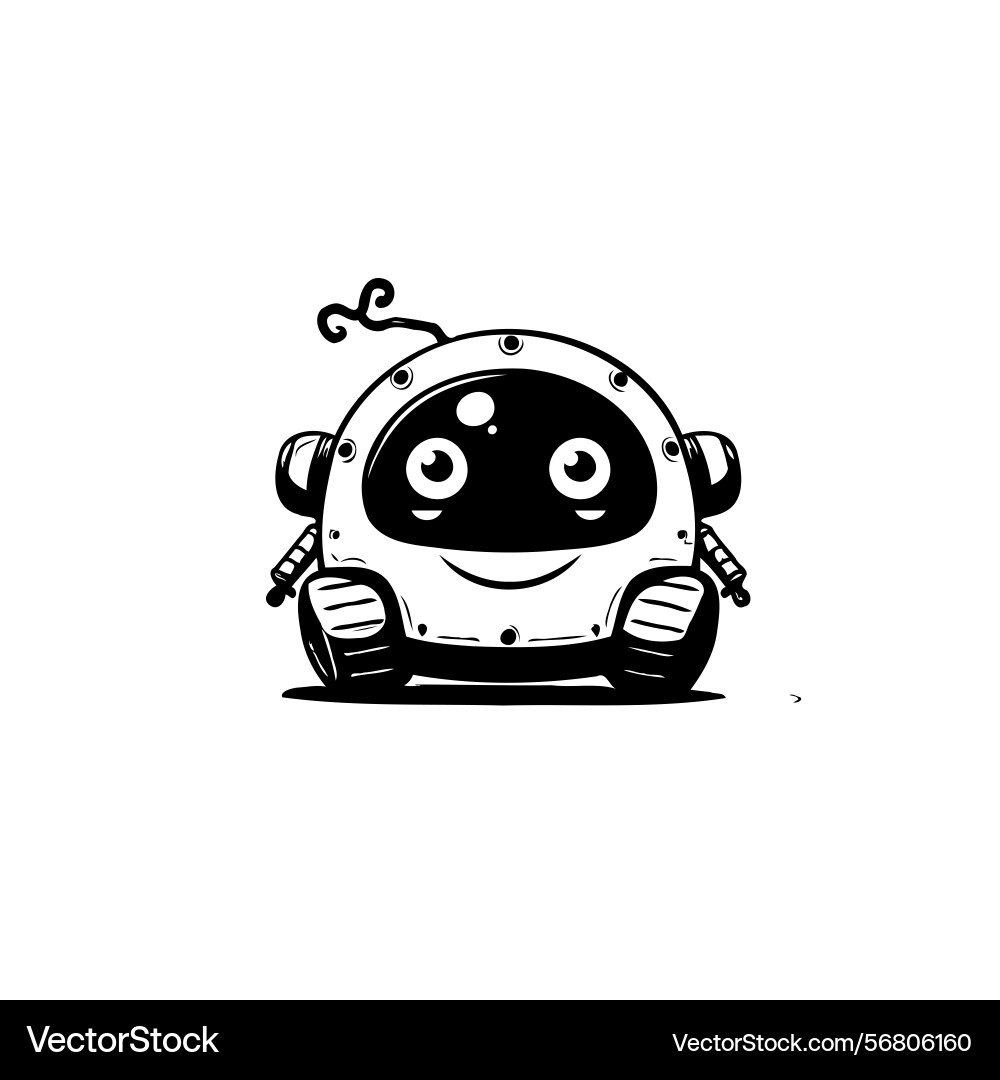 Whimsical robot character design a simple black Vector Image