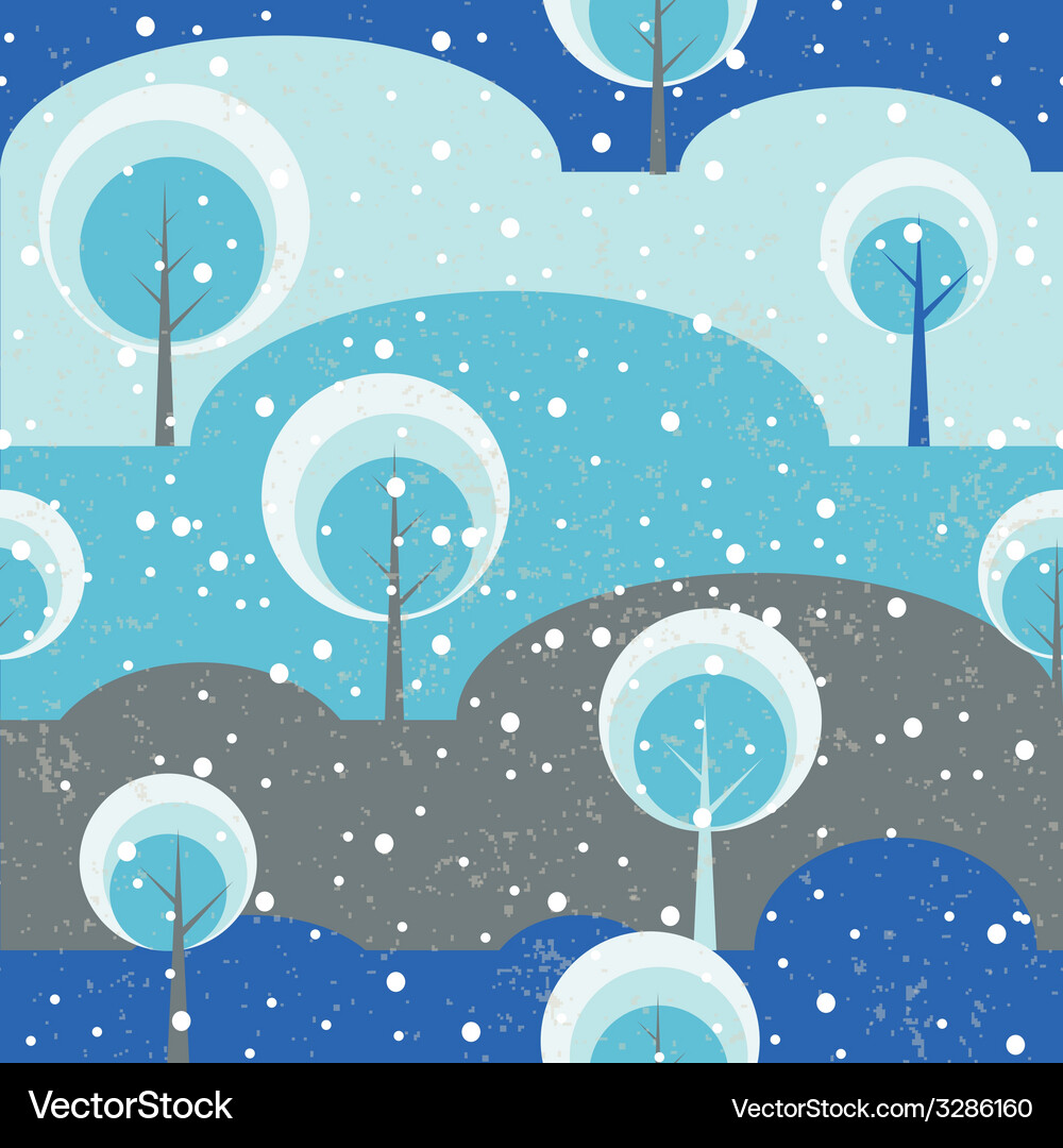 Winter forest trees on glade seamless pattern Vector Image