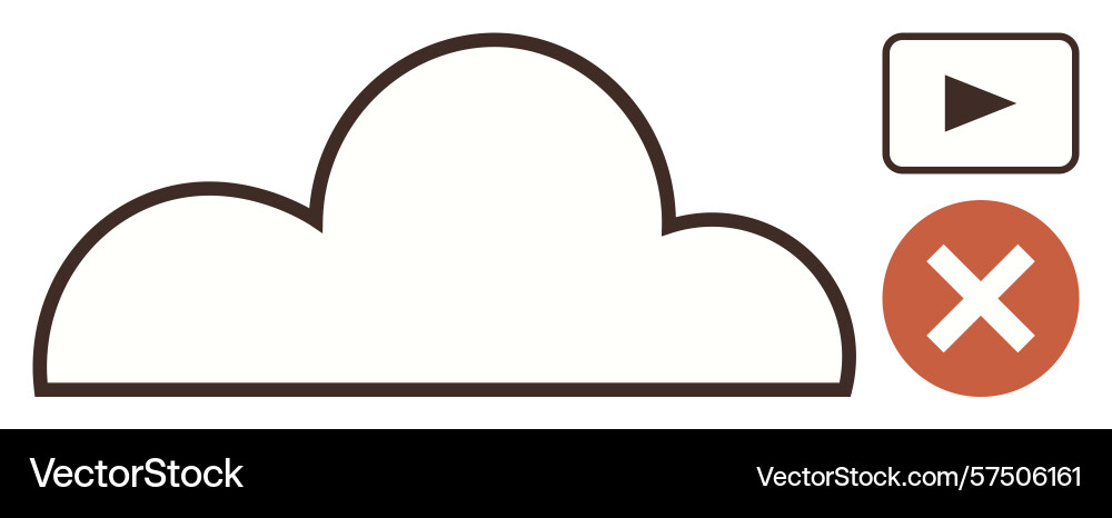 Cloud storage with play button and cancel option Vector Image