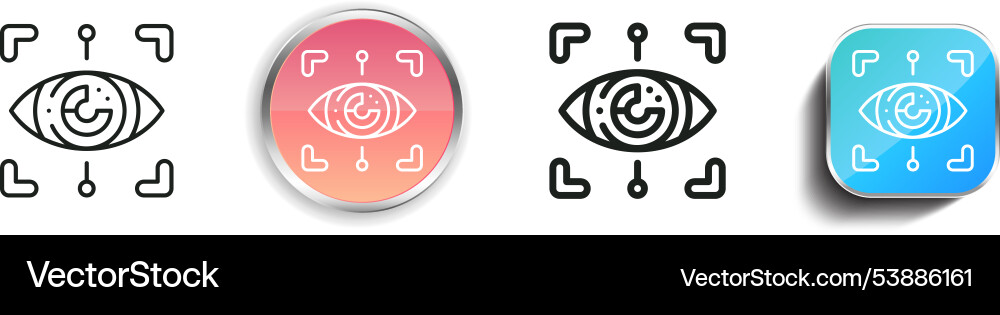 Eye scanner icon thin linear regular and button Vector Image