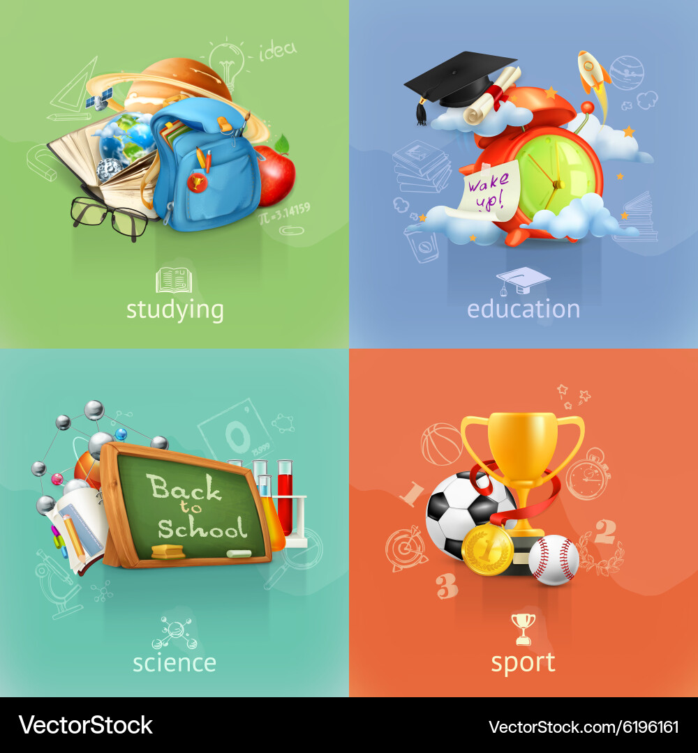 School Concepts Set Royalty Free Vector Image Vectorstock