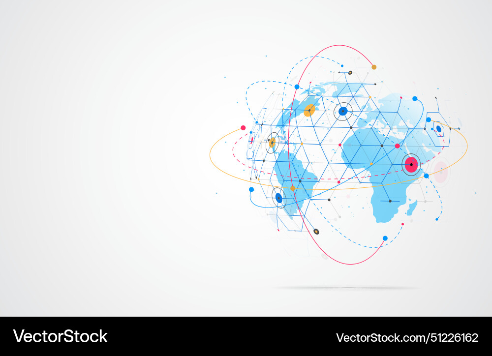 Global network connection world map point Global network connection world map point Vector Image